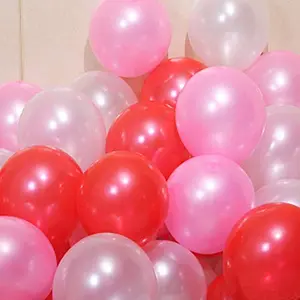 Themez Only Balloons Metallic HD (White+ Red+ Pink) - Pack of 51
