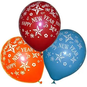 Christmas Vibes 50683 Balloons Happy New Year Printed - Multicolor (Pack of 30)