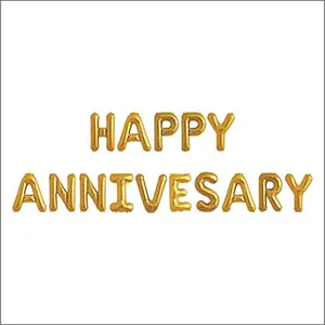 Happy Anniversary Foil Balloon Gold Color ( Pack of 16 Alphabets)