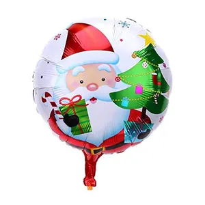 Christmas Vibes Merry Christmas Santa Claus Round Shape Foil Balloon / X- mas Santa Balloon for Happy New Year Party Decoration Christmas Eve Party Ornament