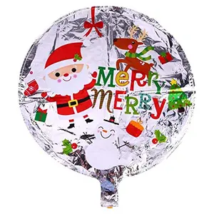 Christmas Vibes Merry Santa Claus Round Shape Foil Balloon for Happy New Year/Christmas Eve Party Ornament Multicolour