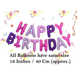 Happy Brthday Foil Balloon Set of 13 Letters Happy Brthday Balloons for Unicorn Brthday Decoration Theme - Pink and Purple