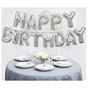 Happy Brthday Letter Foil Balloon Set of (Silver) + Pack of 150 Metallic Balloons (Black Gold and Silver)