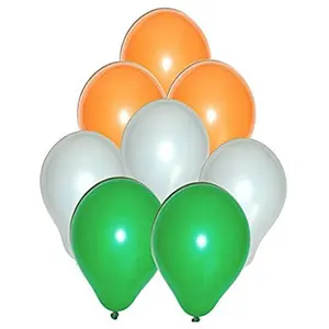 Tringa Balloons Tri Color Orange White & Green Balloon. Indian Flag Colour Balloons (Pack of 100)