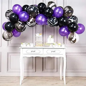 Black and Purple Balloons 40 pcs 12 Inch Pearl Purple Balloons Marble Balloons Purple and Black Balloons Royal Purple Balloons for Purple Party Decorations