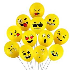 Emoji Balloons Latex Yellow Emoji Smiley Balloons (Pack of 25)