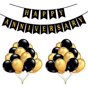 Happy Anniversary Combo with Banner and 51 Pieces Balloon for Anniversary Decoration