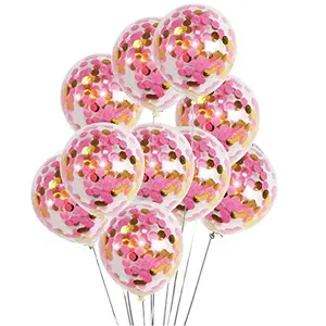 Party Hub® Balloons with Pink Colored Pre-Filled Confetti (Set of 12)