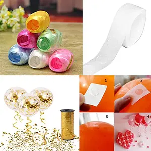 100 Balloon Glue Dot + 6 Pieces Multi Colour Ribbon for Crafts