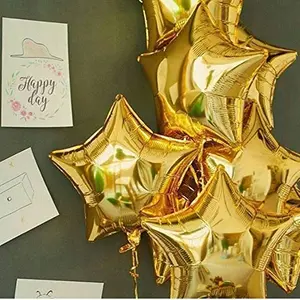 18" inches Golden Star Shape Party Decorative Foil Balloon - Pack of 10 Pcs (71301)