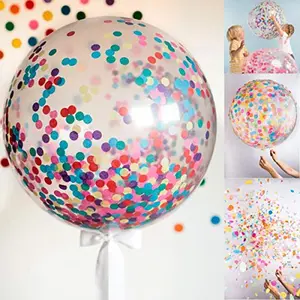 18" inches Confetti Balloons with Confetti (Pack of 5) Brthday Anniversary Farewell Small Shower Wedding Bouquet (BCB5)