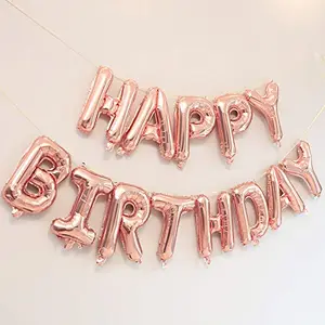 "Happy Brthday" 13 Letters Set Foil Balloon (Rose Gold)