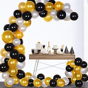Pack of 50 BlackGolden and White Latex Balloon for Balloons for Decoration