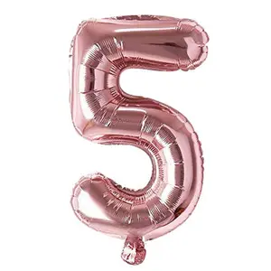 Numbers Foil Balloon 16" Inch -(Pack of one Unit) Rose Gold (Rose Gold-5)