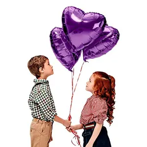 18" inches Purple hert Shape Party Decorative Foil Balloon - Pack of 10 Pcs (71207)