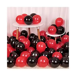 Party Balloons Metallic HD for Brthday / Anniversary / Small Shower (Red & Black Pack of 50)