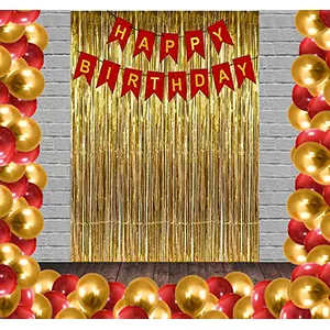Party 54 Pcs Red & Golden Brthday Toy Balloons Combo for KDs Or Boys Girls Brthday Decoration Items (Red)