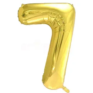 16" Inch 7 Year Golden Foil Balloon / 7 Number Digit Helium Foil Balloon for Party Decoration / Seven No. Gold Balloon for Girls Boys - Pack of 1