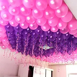 HD Big Size 50 pcs Metallic/Latex Purple and Pink Balloons Theme Party Party Decoration Brthday Party Pack of 50 Balloons