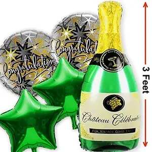 39" Large Champagne Balloon Bouquet for Brthday Congratulations Balloon / Champagne Bottle Balloons for Bachelorette Party Decoration - Pack of 5