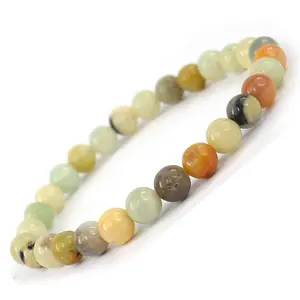 Reiki Crystal Products Natural Amazonite Bracelet Crystal Stone 6 mm Round Bead Bracelet for Reiki Healing and Crystal Healing Stones