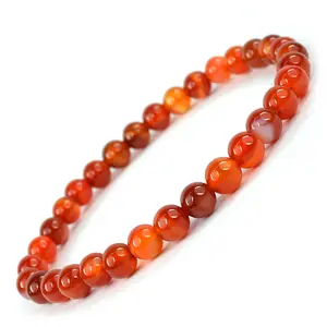 Reiki Crystal Products Natural Carnelian Bracelet Crystal Stone 6 mm Round Bead Bracelet for Reiki Healing and Crystal Healing Stones