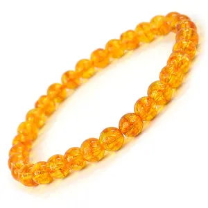 Reiki Crystal Products Natural Citrine Bracelet Crystal Stone 6 mm Round Bead Bracelet for Reiki Healing and Crystal Healing Stones