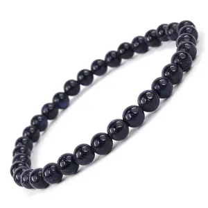 Reiki Crystal Products Natural Goldstone Blue Bracelet Crystal Stone 6 mm Round Bead Bracelet for Reiki Healing and Crystal Healing Stones