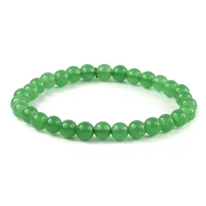 Reiki Crystal Products Natural Green Jade Bracelet Crystal Stone 6 mm Round Bead Bracelet for Reiki Healing and Crystal Healing Stones