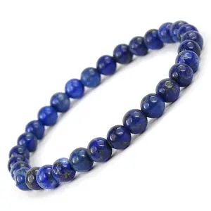 Reiki Crystal Products Natural AA Lapis Lazuli Bracelet Crystal Stone 6 mm Round Bead Bracelet for Reiki Healing and Crystal Healing Stones