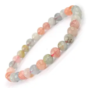 Reiki Crystal Products Natural Morganite Bracelet Crystal Stone 6 mm Round Bead Bracelet for Reiki Healing and Crystal Healing Stones