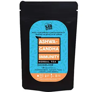 Organic Ashwagandha Tea Immunity Tea with Guduchi Tulsi Ginger and Long Pepper - Herbal Tea for Immunity Relieve Stress and Promote Strong Healthy Hair (50 Gm 31 Cups)