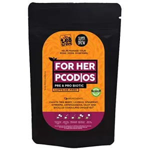 Superbrew For Her PCOD PCOS tea a Probiotic pcod ayurvedic blend of Vitex or Chaste tree berry licorice spearmint Gymnema Ashwagandha Giloy and Milk Thistle (50 g)