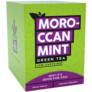 Moroccan Mint Tea Bags | Green Tea Blended with Natural Chamomile Spearmint and Peppermint for Destress and Digestion | Steep as Hot Tea or Iced | Medium Caffeine (40 Bags+ 1 Bag Free)