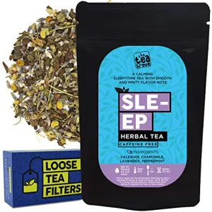 Valerian Root Sleep Tea - Natural Organic Caffeine-Free Teas for insomnia - Herbal Tagar Tea for Sleep and Relaxation with Lavender Chamomile and Peppermint (50 Gms 50 Cups)