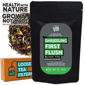 Darjeeling Tea First Flush Black Tea Leaves for Energy Boost with Loose Tea Filter | Steep as Hot Darjeeling First Flush Tea or Iced Darjeeling Tea Leaves | ( Tea 100 Gm50 Cups)