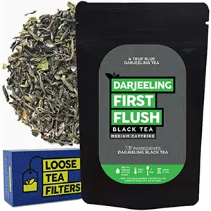 Premium Darjeeling Tea First Flush Black Tea Leaves for Energy Boost with Loose Tea Filter | Steep as Hot Darjeeling First Flush Tea or Iced Darjeeling Tea Leaves | (50 Gm25Cups)