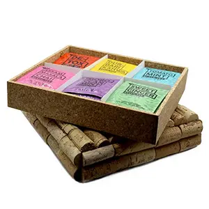 Vintage Wodden Cork Tea Gift Box - 48 Gourmet Tea Bags Collection
