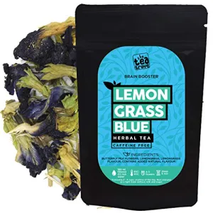 Butterfly Pea Flower Tea with Lemongrass for Skin Glow and Brain Health (20 GMS) | Steep as Hot Purple Tea or Iced Blue Tea for Weight Loss | Caffeine Free (40 Cups)