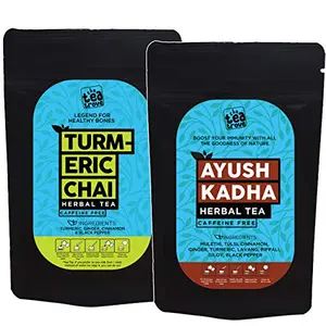 Ayush Kwath Kadha Powder for Immunity Booster and Herbal Turmeric Tea Powder Combo Pack Kit | Enjoy Warm Ayush kadha and Hot Golden Milk - 65 Servings