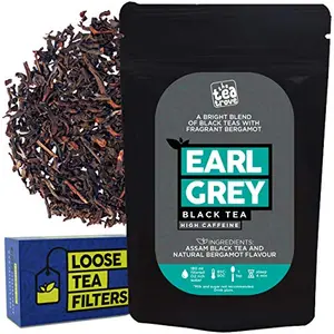 Earl Grey Black Tea with Loose Tea Filter for Healthy Teeth & Stress Burst (100 Gm 50 Cups)