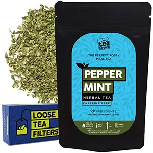 Organic Peppermint Tea Loose Leaf with Loose Tea Filter Helps with Digestion | Steep as Hot Gas Relief Tea or Iced Mint Tea | Caffeine Free (25 Gm 25 Cups)
