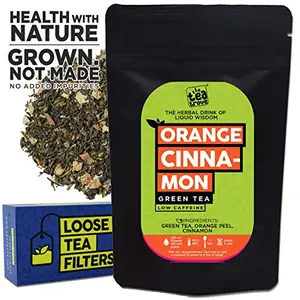 Orange Cinnamon Tea for Boosting Metabolism and Blood Sugar Control with Loose Tea Filter | Steep as Hot Cinnamon Green Tea Weight Loss Fast (100gms 50 Cups)