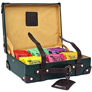 Suitcase of Tea - 60 Assorted Tea Bag Organizer 100% natural Tea Gift Set is the perfect Tea Box to surprise friends and loved ones Permium Diwali Gifts Pack & Wedding Tea Gift Hampers
