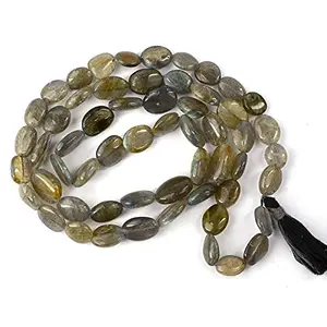 Labradorite Grey Crystal Stone Reiki Healing Reiki Chakra Oval Beads Unisex Mala Necklace