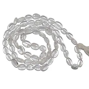 Natural Clear Quartz Mala Oval Bead Crystal Stone Mala for Reiki Healing and Crystal Healing Stones (Color : Clear)