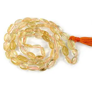 Natural Citrine Mala Crystal Stone Oval Bead Mala for Reiki Healing Stone (Color : Yellow)