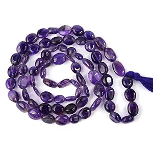 Oval Beads Natural Stone Amethyst Mala Necklace for Men and Women