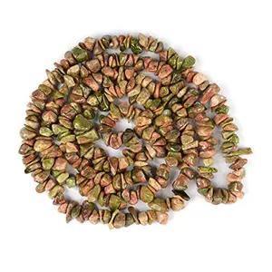 Natural Unakite Mala / Necklace Crystal Stone Chip Bead Mala for Reiki Healing and Crystal Healing Stons (Color : Green)