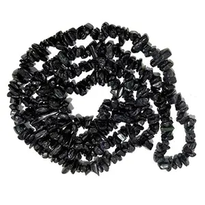 Black Tourmaline Mala/Necklace Natural Crystal Stone Chip Bead Mala for Reiki Healing and Crystal Healing Stone (Color : Black)